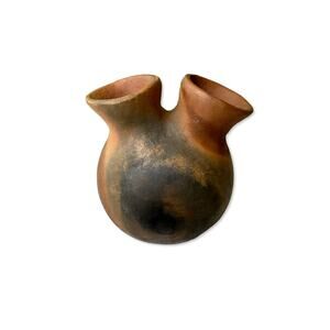 Native American Navajo Fired Clay Handmade Wedding Vase Signed "GR"
